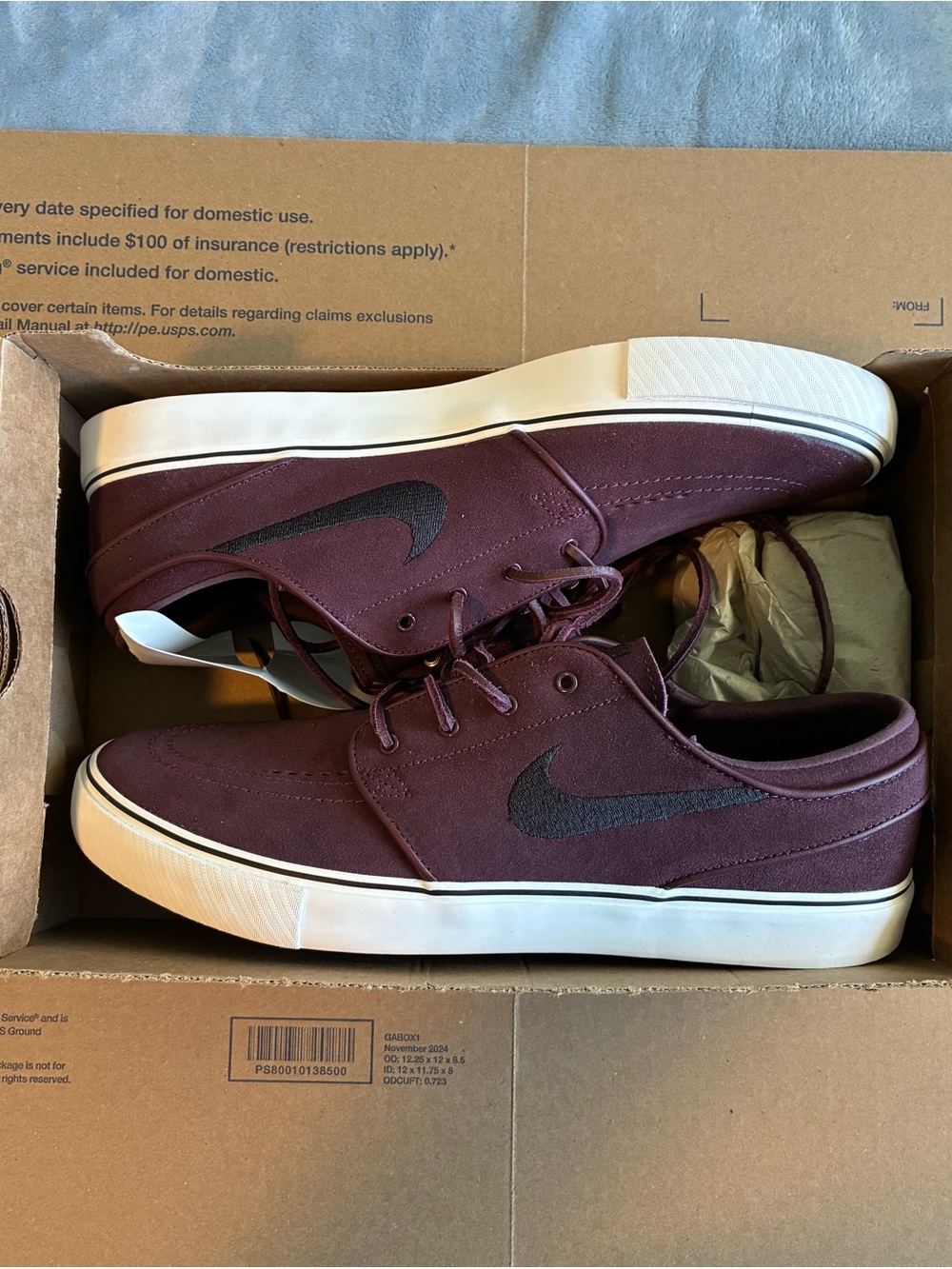 Nike SB Zoom Janoski OG+ Burgundy Crush Sail & Black Skate Shoes 10.5 Men's NIB